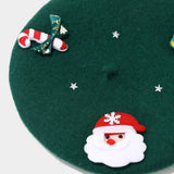 Christmas Bow Wool Beret Hat Women Warm Winter_Cwah04686