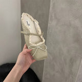 ELEGANT BALLET MULE FLATS WITH BOW LACE_CWSHF0141