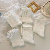 BOW LACE THIN MID LENGTH SOCKS_CWMS0451