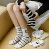 Women'S Boneless Polka Dot Striped Mid-Calf Socks_Cwms1369