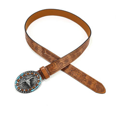 CLASSIC MENS PUNK EMBOSSED LEATHER BELT_CWABE0411