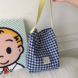 Cwab3908_Contrast Check Canvas Shoulder Tote Bag