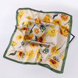 Vintage Letter Print Satin Square Scarf For Women_Cwasc0809
