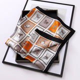 Vintage Letter Print Satin Square Scarf For Women_Cwasc0809