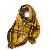 Womens Double Face Plaid Scarf Winter Warmth