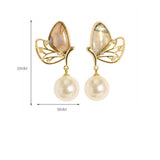 COLORFUL ABALONE DIAMOND BUTTERFLY PEARL EARRINGS_CWMM4299
