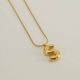 BALLOON STYLE 18K GOLD LETTER PENDANT NECKLACE_CWAJE0691