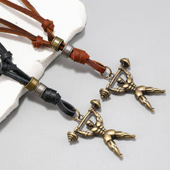 Vintage Sport Pendant Leather Necklace_Cwmm4606