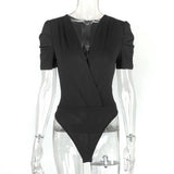 Womens Sexy Deep Neck Short Sleeved Bodysuit_Cwtsts0262