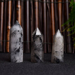 BLACK RUTILATED QUARTZ CRYSTAL TOWER_CWMM8123