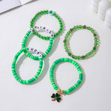 ST PATRICKS DAY GREEN SHAMROCK CHARM BRACELET SET_CWMM3496