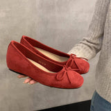 RED WEDGE BALLET FLATS FOR WOMEN FAIRY STYLE_CWSHF0090