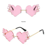 METAL RIMLESS PEARL HEART TEARS SUNGLASSES_CWASG0874