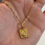 STAINLESS STEEL U SHAPED NECKLACE WITH ZIRCONIUM_CWMM5600
