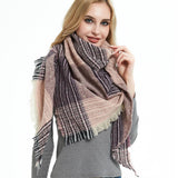 RAINBOW PLAID SCARF TRIANGLE WINTER SHAWL_CWASC0116