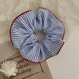 NAVY BLUE STRIPED HIGH ELASTIC HAIR SCRUNCHIES_CWAHA2271