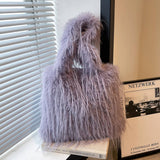 Winter Large Capacity Tassel Plush Shoulder Bag_Cwab3980