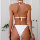 SEXY TIED BIKINI SET LACE HALTER BIKINI SWIMSUIT_CWMW0319