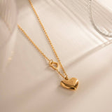 FRENCH SIMPLE DOUBLE HEART PENDANT NECKLACE_CWAJE1429