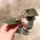FASHION RHINESTONE PEARL BOW HAIR TIES_CWAHA0505