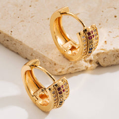 STARRY HOOP EARRINGS GOLD PLATED UNIQUE DESIGN_CWMM8534