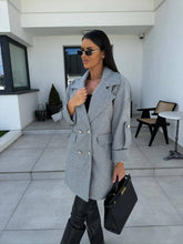 Solid-Color H-Shaped Suit Collar Long Jacket