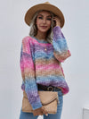 Pullover Striped Crew Neck Loose Rainbow Sweater