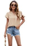 V Neck Fly Sleeve Short Sleeve Chiffon Top_Cwtsts0214