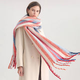 RAINBOW STRIPE SCARF COZY CUTE WINTER WRAP_CWASC0984