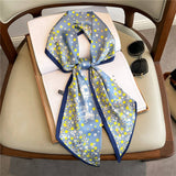 NARROW RIBBON ANGLED PRINTED SILK HEAD SCARF_CWASC1527