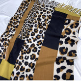 LEOPARD COLORBLOCK SCARF WARM TASSEL WINTER WRAP_CWASC1458