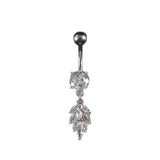 CREATIVE WHEAT CZ DANGLE BELLY RING PIERCING_CWMM9324