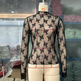 SEMI SHEER MESH LACE TOP BOTTOMING SHIRT_CWTBLL2660