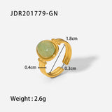 GOLD STAINLESS STEEL INLAID NATURAL STONE RINGS_CWAJE0611