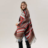 FAUX CASHMERE TASSEL SHAWL BLANKET SLIT CAPE_CWASC2264