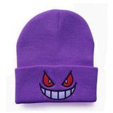 Cwah04354_Embroidered Cartoon Face Knit Beanie Hat