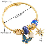 BEADED STEEL BRACELET WITH ENAMEL BUTTERFLY STAR_CWMM8564