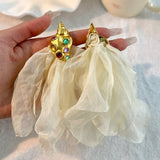 HANDMADE FLORAL SEASHELL EARRINGS BEACH STYLE_CWMM6185