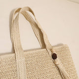 SOLID COLOR ONE SHOULDER BEACH STRAW BAG_CWAB1866