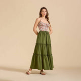 HIGH WAIST ELASTIC MAXI SKIRT WITH ADJUSTABLELACES_CWBSS0418