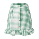 PLAID RUFFLED SHORT SKIRT SMALL FRESH PLAID SKIRT_CWBSS0415