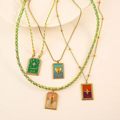Vintage 18K Steel Tarot Card Pendant Necklace_Cwmm8814