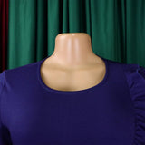 RUFFLE HEM SOLID COLOR ROUND NECK HIP DRESS_CWDMD3712