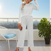Solid-Color Knitted Jacquard Long Loose Suit