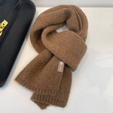 COZY BEIGE WOOL BLEND KNIT SCARF THICK WARM UNISEX_CWASC1503