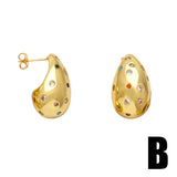 RETRO GOLD PLATED OX HORN EARRINGS_CWAJE1028