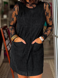 Loose high-waisted midi dress with no sleeves