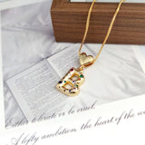 COLORFUL ZIRCONIA HEART LETTER PENDANT NECKLACE_CWMM5875