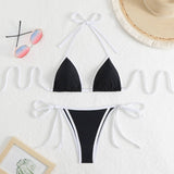 SOLID COLOR BIKINI SET SEXY TIE SIDE SWIMSUIT_CWMW0915