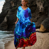 RAYON TIE DYE BEACH KIMONO COVER UP ROBE_CWMM6154